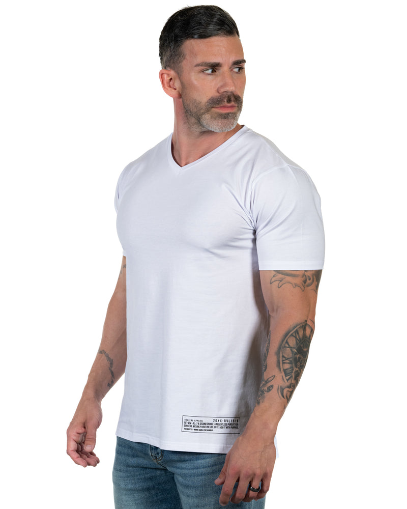 Redefined - V-Neck T-Shirt - White/Black