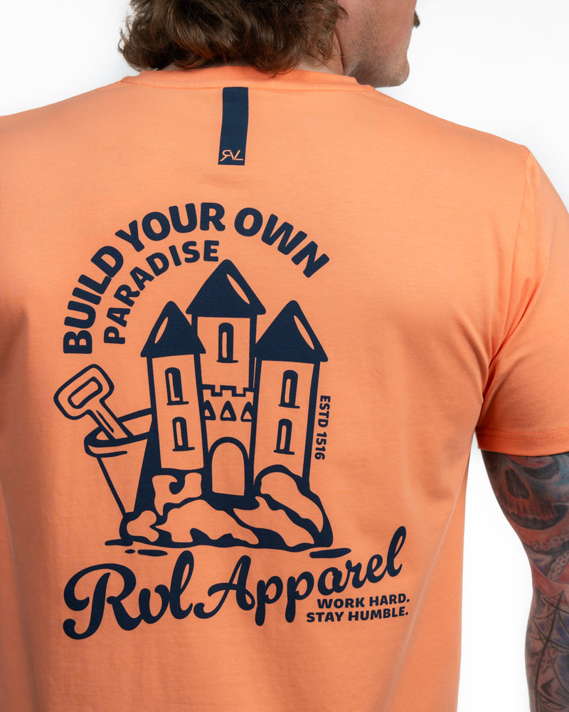 King of the Hill - T-Shirt - Peach/Navy